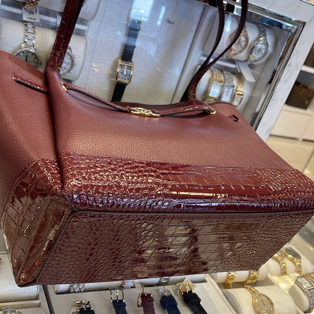 MICHAEL KORS
Reed Large Leather Belted Satchel Shoulder Tote Handbag 
Oxblood - Picture 14 of 16